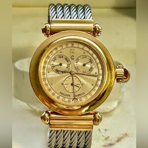 Rare Philippe Charriol Moonphase Chronograph Christopher Columbus 1992 Watch